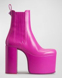 Valentino Garavani Club Beatle Roman Stud Chelsea Platform Booties at Neiman Marcus