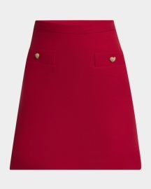 Valentino Garavani Heart Button Crepe Couture Mini Skirt at Neiman Marcus