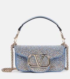 Valentino Garavani Loc Small Embellished Denim Bag at Mytheresa