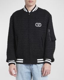 Valentino Garavani Menx27s Lurex Boucle Bomber Jacket at Neiman Marcus