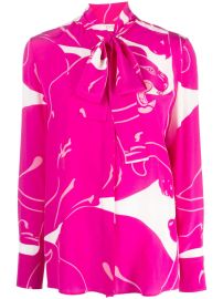 Valentino Garavani Panther-print Silk Blouse Pink at Farfetch