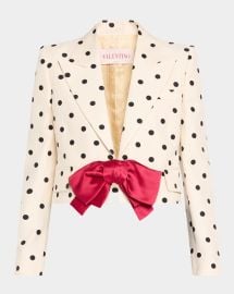 Valentino Garavani Polka Dot Crop Blazer With Bow at Neiman Marcus
