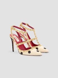 Valentino Garavani Rockstud 100MM Pumps with Plus De Pois Embroidery | Saks Fifth Avenue at Saks Fifth Avenue