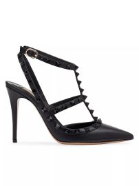 Valentino Garavani Rockstud Patent T Strap Pointed Toe Pump at Saks Fifth Avenue