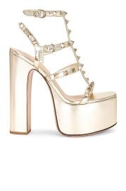 Valentino Garavani Rockstud Platform Sandal in Platino FWRD at Forward