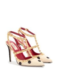 Valentino Garavani Rockstud Pumps With Plus De Pois Embroidery | Neutrals | FARFETCH at Farfetch