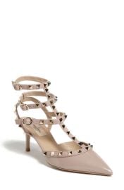 Valentino Garavani Rockstud Strappy Pointed Toe Pump in Poudre Patent at Nordstrom