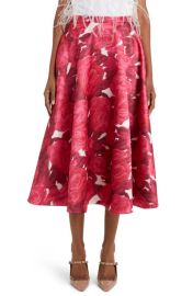 Valentino Garavani Rose Print A-Line Midi Skirt at Nordstrom