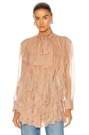 Valentino Garavani Ruffle Blouse in Beige FWRD at FWRD