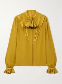 Valentino Garavani Ruffle Pleated Silk Blouse at Net a Porter