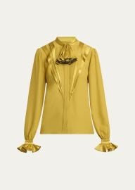 Valentino Garavani Ruffle Pleated Silk Blouse at Bergdorf Goodman