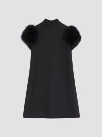 Valentino Garavani Short Crepe Couture Dress With Feathers at Saks Fifth Avenue
