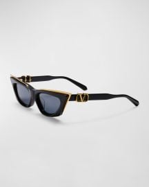 Valentino Garavani V-Goldcut I Cat-Eye Acetate amp Titanium Sunglasses at Neiman Marcus