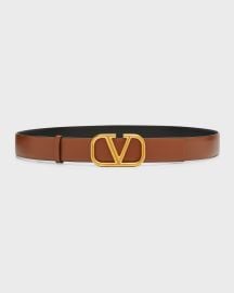 Valentino Garavani VLOGO Reversible Leather Belt at Neiman Marcus