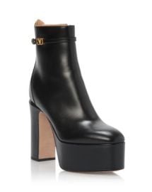 Valentino Garavani Womens Leather Block Heel Platform Booties Bloomingdales at Bloomingdales