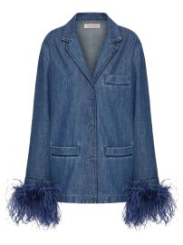 Valentino Garavani feather-trim drop-shoulder Top - at Farfetch