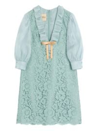Valentino Garavani lace-pattern Minidress Blue at Farfetch