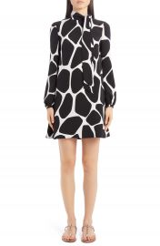 Valentino Giraffe Print Long Sleeve Silk Minidress   Nordstrom at Nordstrom