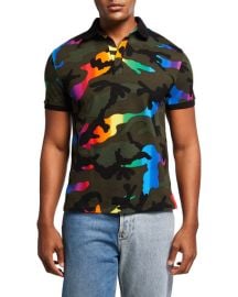 Valentino Mens Multi-Camo Polo Shirt at Neiman Marcus