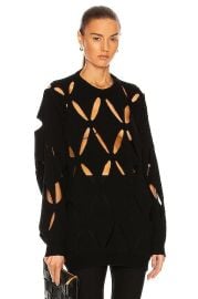 Valentino Net and Cut Out Sweater in Nero  FWRD at Forward