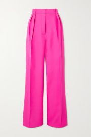 Valentino Pleated wool and silk blend crepe wide leg pants at Net a Porter