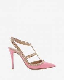 Valentino Rockstud Cage Pumps in Bubblegum Pink at Intermix