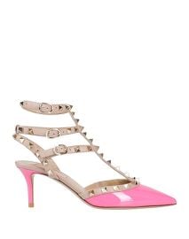 Valentino Rockstud Caged Patent Pump in pink at Yoox