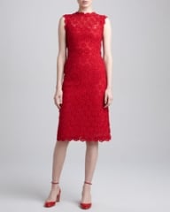 Valentino Rose Guipure Lace Sheath Dress Rouge at Neiman Marcus