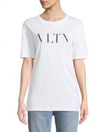 Valentino Short-Sleeve VLTN Logo Cotton Jersey T-Shirt at Neiman Marcus