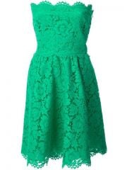 Valentino Strapless Floral Lace Dress - at Farfetch