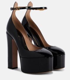 Valentino Tan Go 155 leather platform pumps at Mytheresa