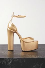 Valentino Tan go 155 Leather Platform Sandal in Gold at Net a Porter