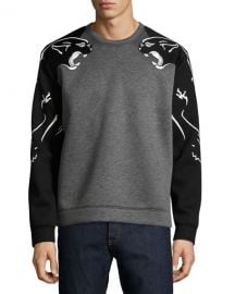 Valentino Two-Tone Panther Sweatshirt  Gray at Neiman Marcus