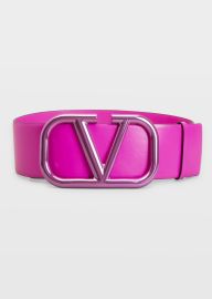 Valentino V Logo Buckle Belt at Bergdorf Goodman