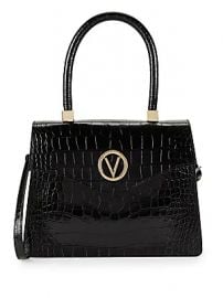 Valentino by Mario Valentino - Melanie Croc-Embossed Leather Top Handle Bag at Saks Off 5th