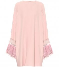 Valentino feather-trimmed silk minidress at Mytheresa