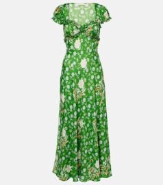Valerine floral silk satin maxi dress at Mytheresa