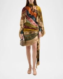 Valiant Silk Fringed Mini Dress at Neiman Marcus