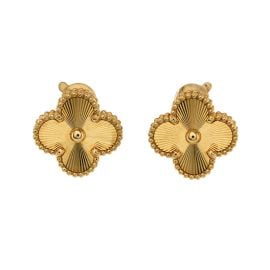 Van Cleef amp Arpels Vintage Alhambra Earrings Guilloche 18K Yellow Gold Yellow gold 2754092 at Vestiaire Collective