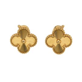 Van Cleef amp Arpels Vintage Alhambra Earrings Guilloche 18K Yellow Gold Yellow gold 2754092 at Rebag