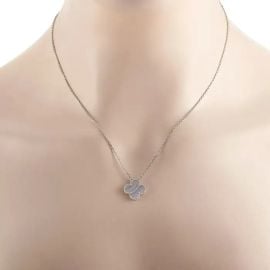 Van Cleef and Arpels Alhambra 18K White Gold Chalcedony Necklace at 1stDibs vca chalcedony necklace vintage alhambra pendant 18k white gold chalcedony chalcedony vca at 1st Dibs