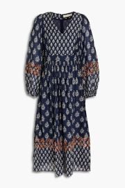 Vanessa Bruno Gathered printed seersucker midi dress at The Outnet