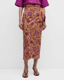 Vanessa Bruno Nesly Floral-Print Straight Midi Wrap Skirt at Neiman Marcus