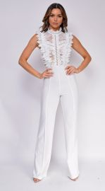 Vanna White Crochet Flared Leg Jumpsuit Emprada at Emprada