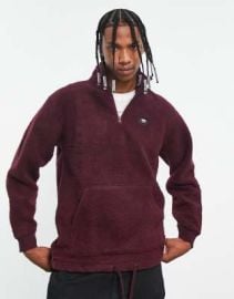 Vans Owen 1 and 4 zip sweatshirt in burgundy at ASOS