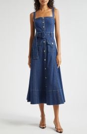 Vega Belted Sleeveless Denim Fit & Flare Midi Dress at Nordstrom Rack