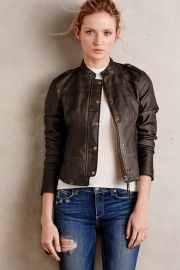 Vegan Leather Bomber in Grey at Anthropologie