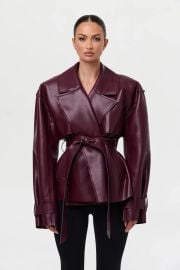 Vegan Leather Cropped Trench Jacket Naked Wardrobe at Naked Wardrobe