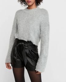 Vegan Leather High Waisted Paperbag Shorts at Express