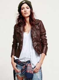 Vegan Leather Hooded Jacket at Free People